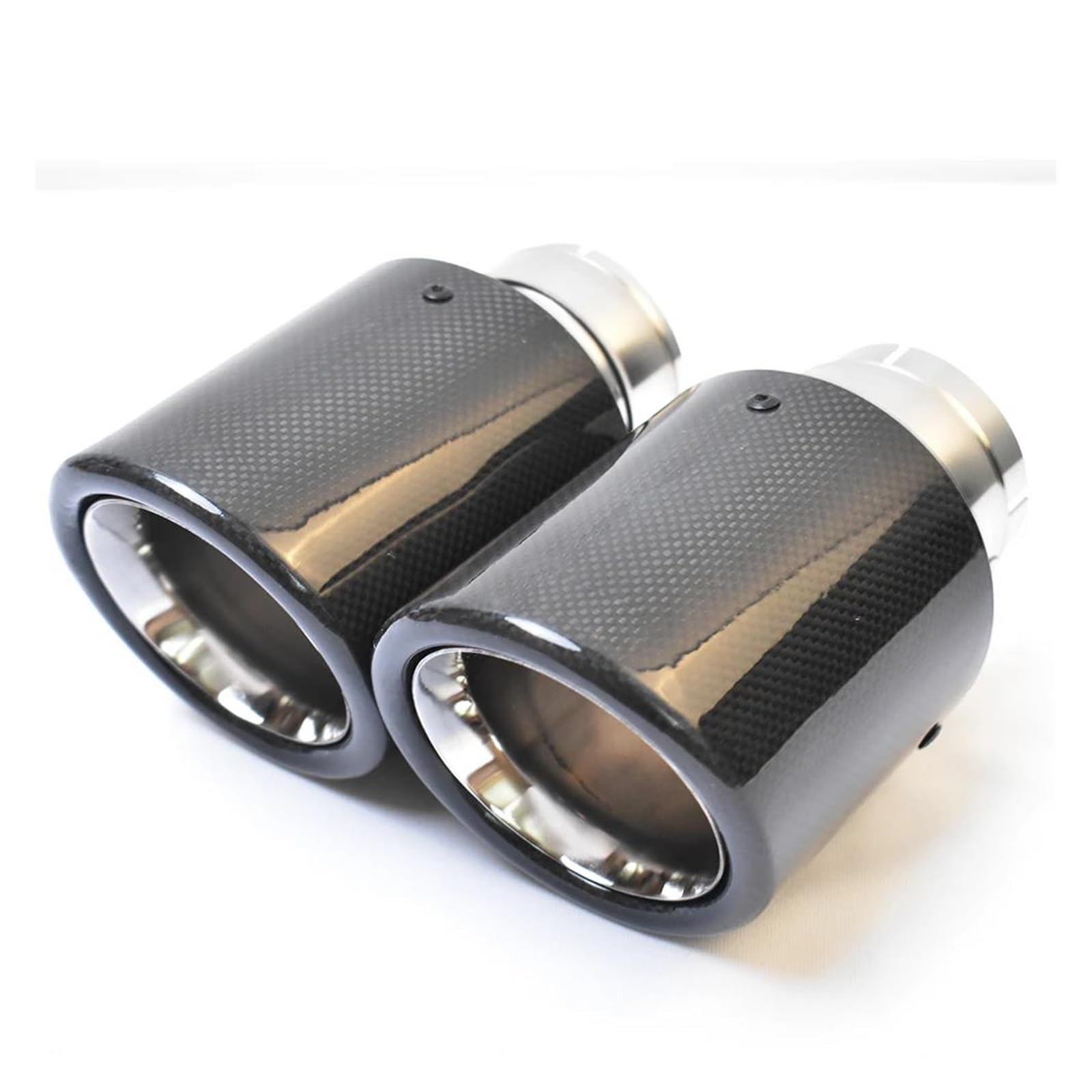 Endrohr Auto Universal Modifikation Edelstahl Einzelne Glänzende Lockige Abschrägung Für Randauspuffrohr Vollfaser-Carbon-Abdeckung Schalldämpferspitze Exhaust Tailpipe(51-89mm) von Dogkapm