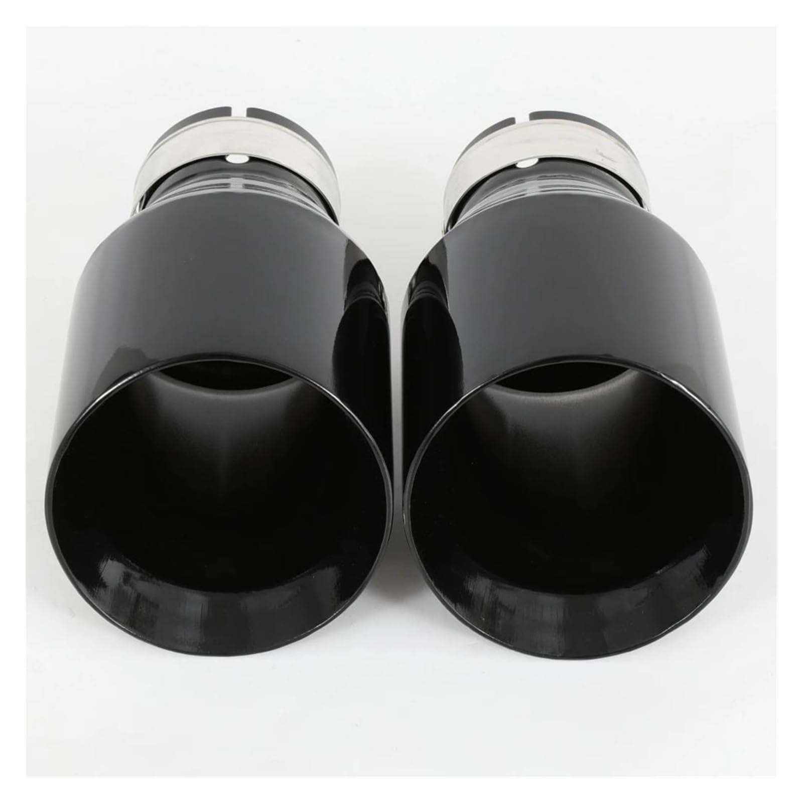 Endrohr Für Serie 1 PC Auto Modifizierter Edelstahl Glänzend Schwarz Auspuffrohr Universal Bevel Edeg Glänzende Schalldämpferspitze Exhaust Tailpipe(57MM IN 101MM Out) von Dogkapm