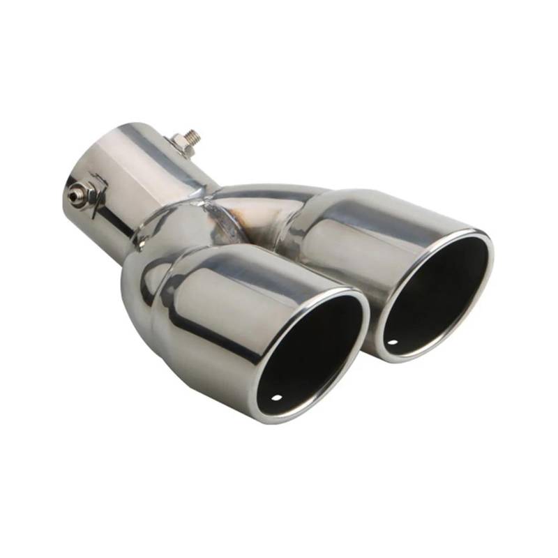 Endrohr Gebogene Doppel-Auspuffspitze, Angeschraubt Gerollt Schräg Edelstahl 76 Mm Einlass Auto-Schalldämpfer Silberfarben Auto-Außenzubehör Exhaust Tailpipe von Dogkapm