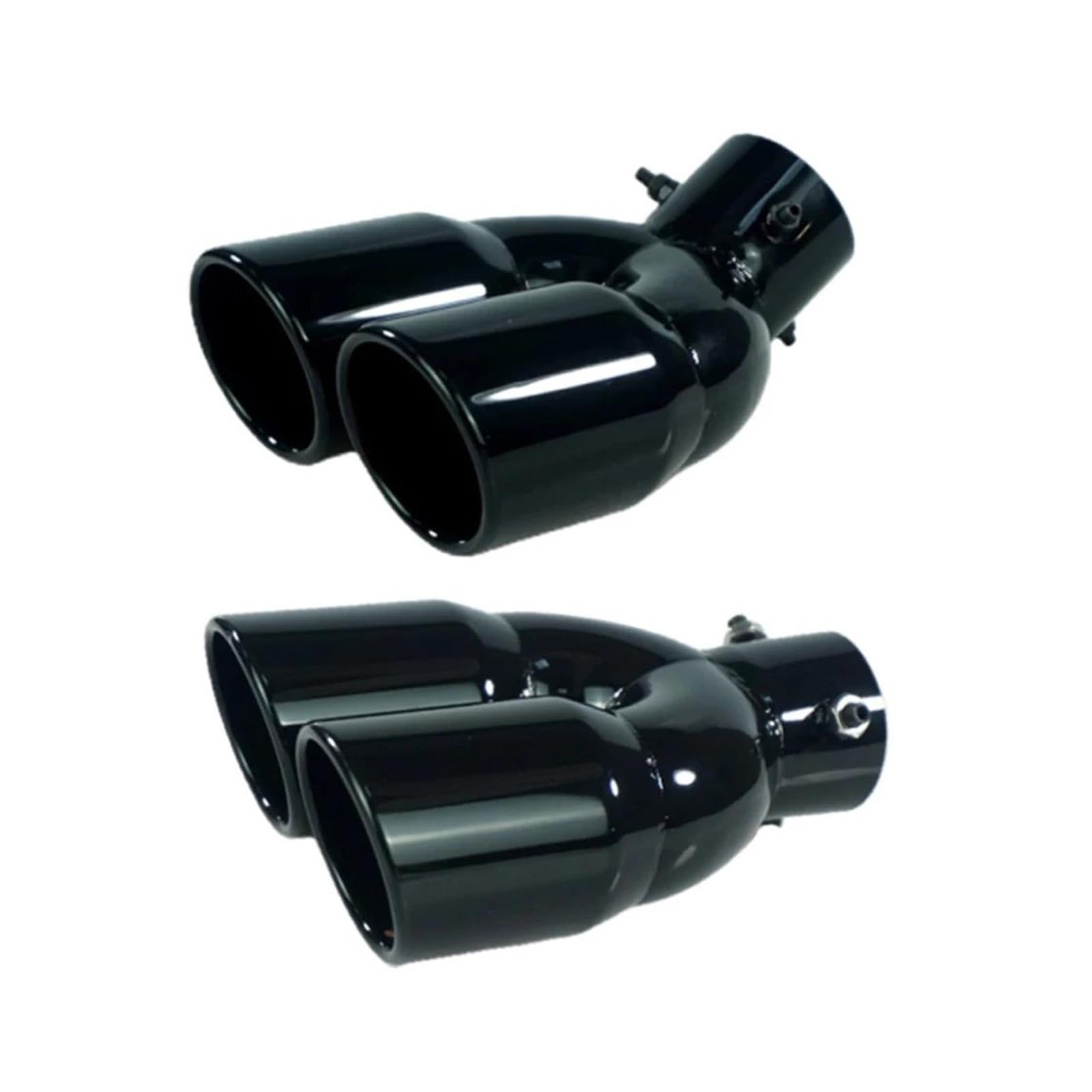 Endrohr Universal 63mm Auto Einlass Doppel-Barrel Hinten Auspuff Spitze Endrohr Schalldämpfer Schwarz Outlet Edelstahl Auto Zubehör Exhaust Tailpipe(Black Z) von Dogkapm