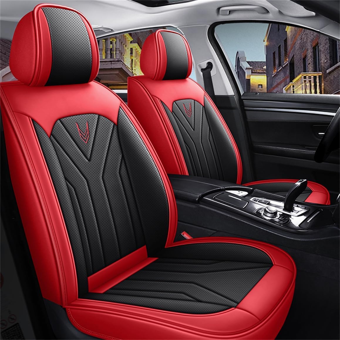 DohkHgg Autositzbezüge Fit Für Volvo XC90 1. Gen (C) 5seats 2002 2003 2004 2005 2006 2007-2014 Auto Schutz Leder Sitzbezug Schwarz Rot von DohkHgg