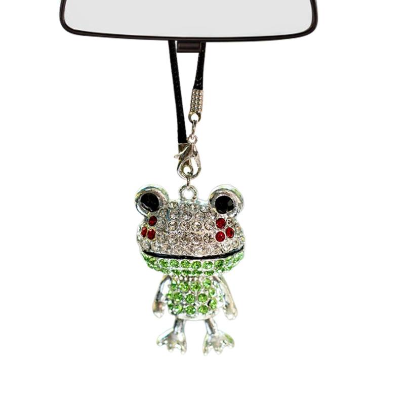 Doiyislem Frog Autozubehör,Frog Swing Rückspiegel,Niedliche Froschdekoration mit Strass | Lustige Automobil-Innendekoration, Autodekoration, exquisites Design für Rucksack von Doiyislem