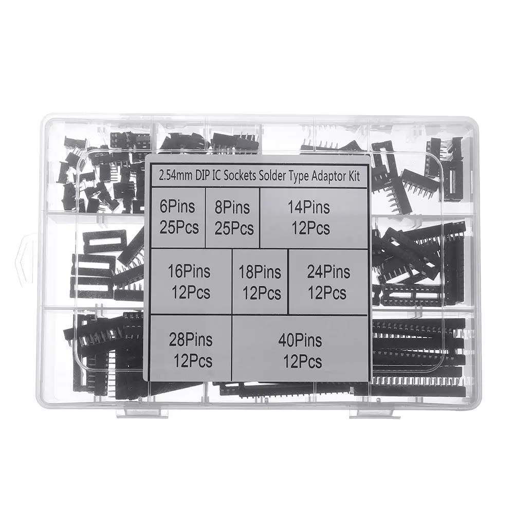 DollaTek 122 Stück DIP-IC-Sockeladapter Löt-Sockel-Kit 6/8/14/16/18/24/28/40 Pins von DollaTek