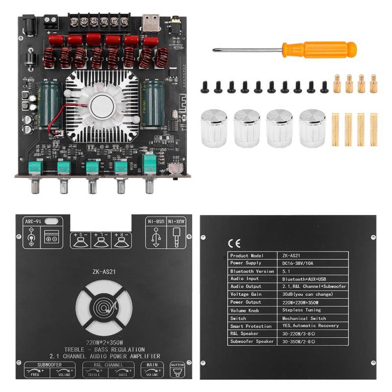 DollaTek 2.1 Bluetooth-Leistungsverstärkerplatine mit TPA3255-Chip, 220 W x 2 + 350 W Bluetooth-Lautsprecher-Audioverstärkermodul von DollaTek