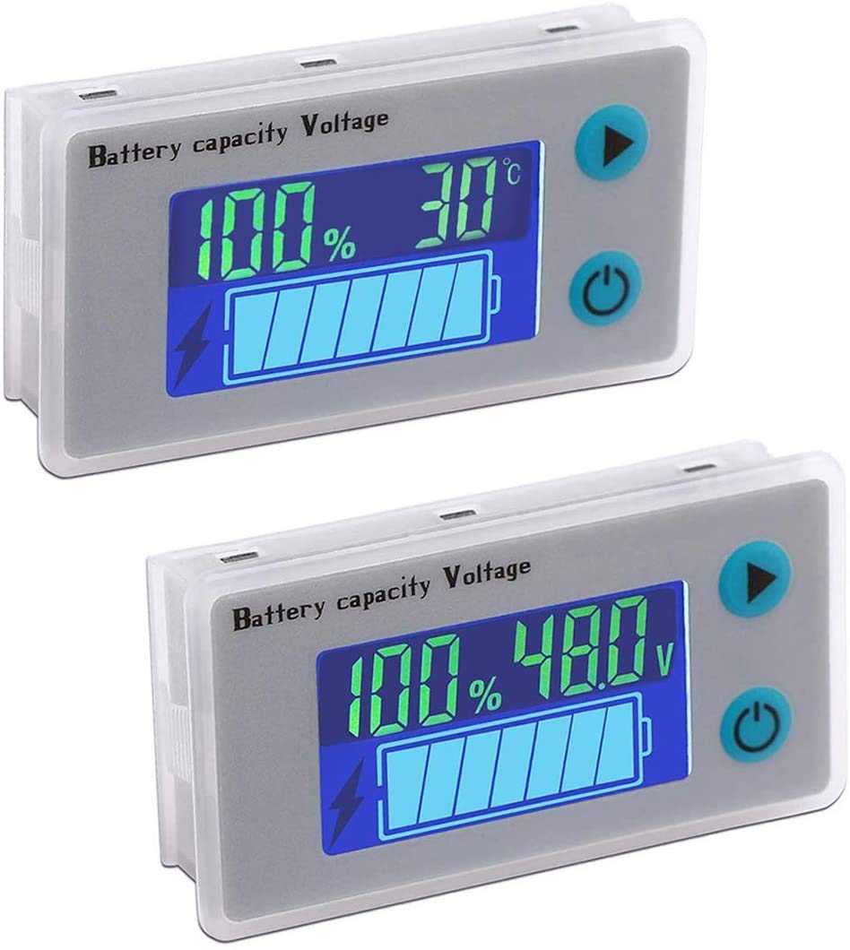 DollaTek 2PCS Batteriekapazitätsmonitor 10-100 V Programmierbarer Batteriestand Spannung Temperatur Temperaturanzeige 12V 24V 36V 48V LCD-Anzeige Prozentanzeige Tester Elektrischer Mengenmelder von DollaTek