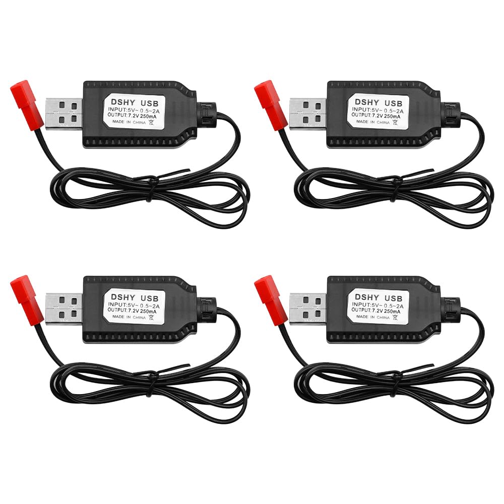 DollaTek 4PCS JST Ladegerät Kabel 7,2 V Lipo Batterie Ladegerät für RC Auto SCX24 Splatter Ball Gun FPV Drone crawler Quadcopter von DollaTek