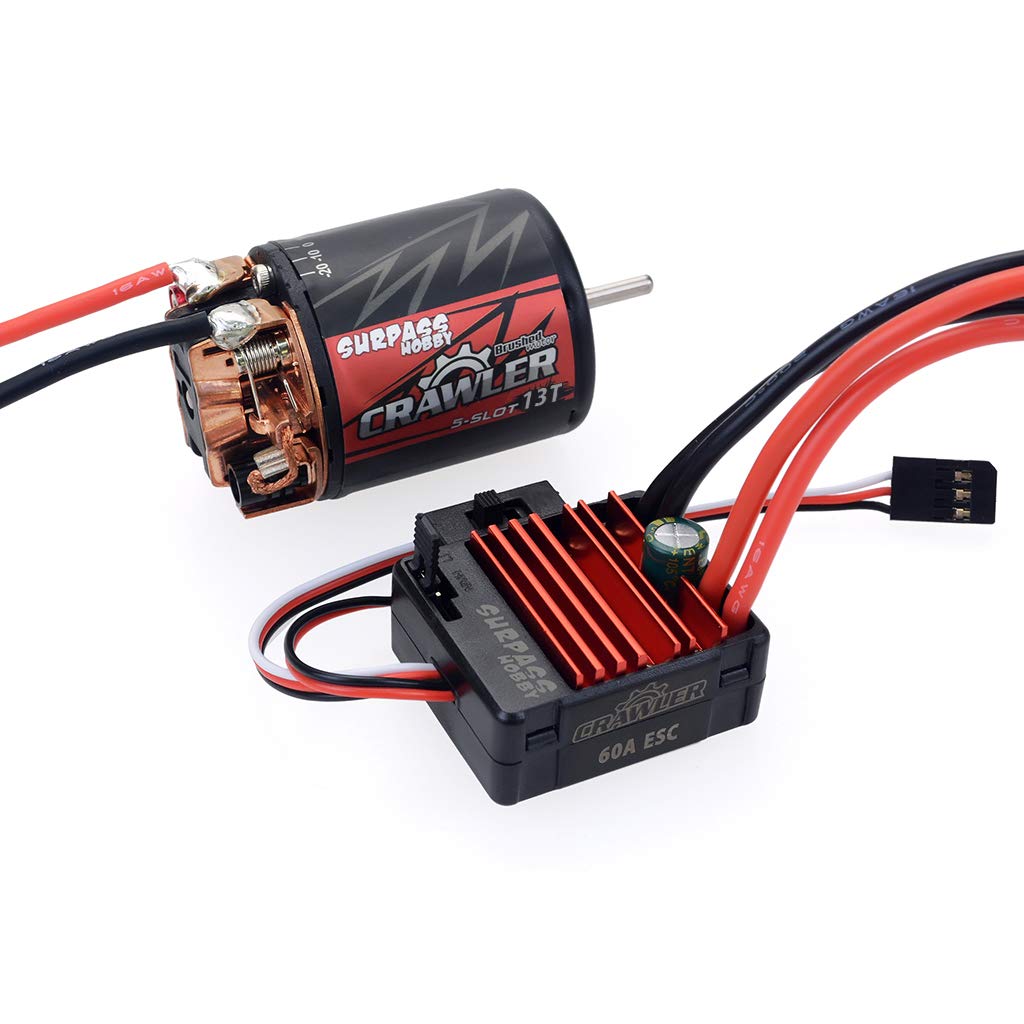 DollaTek 540 13T Brushed Motor 5-Slot RC-Automotor mit 60A Brushed ESC wasserdichtem 6V / 2A SBEC und Programmierkarten-Combo-Set für 1/10 RC Crawler von DollaTek