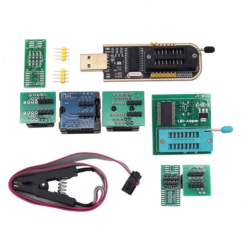 DollaTek Programmierer ch341a + sop8 zu dip8 + 1.8V Adapter + sop8 zu dip8 Buchse + sop8 Clip von DollaTek