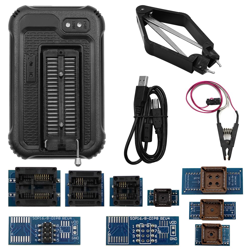 DollaTek T48 Mini Pro Universal USB Programmierer mit 10 Adaptern unterstützt 31000 ICs für SPI/Nor/NAND Flash/EMMC/IC Tester TL866CS TL866II Plus Ersatz BIOS MCU EEPROM AVR PIC von DollaTek