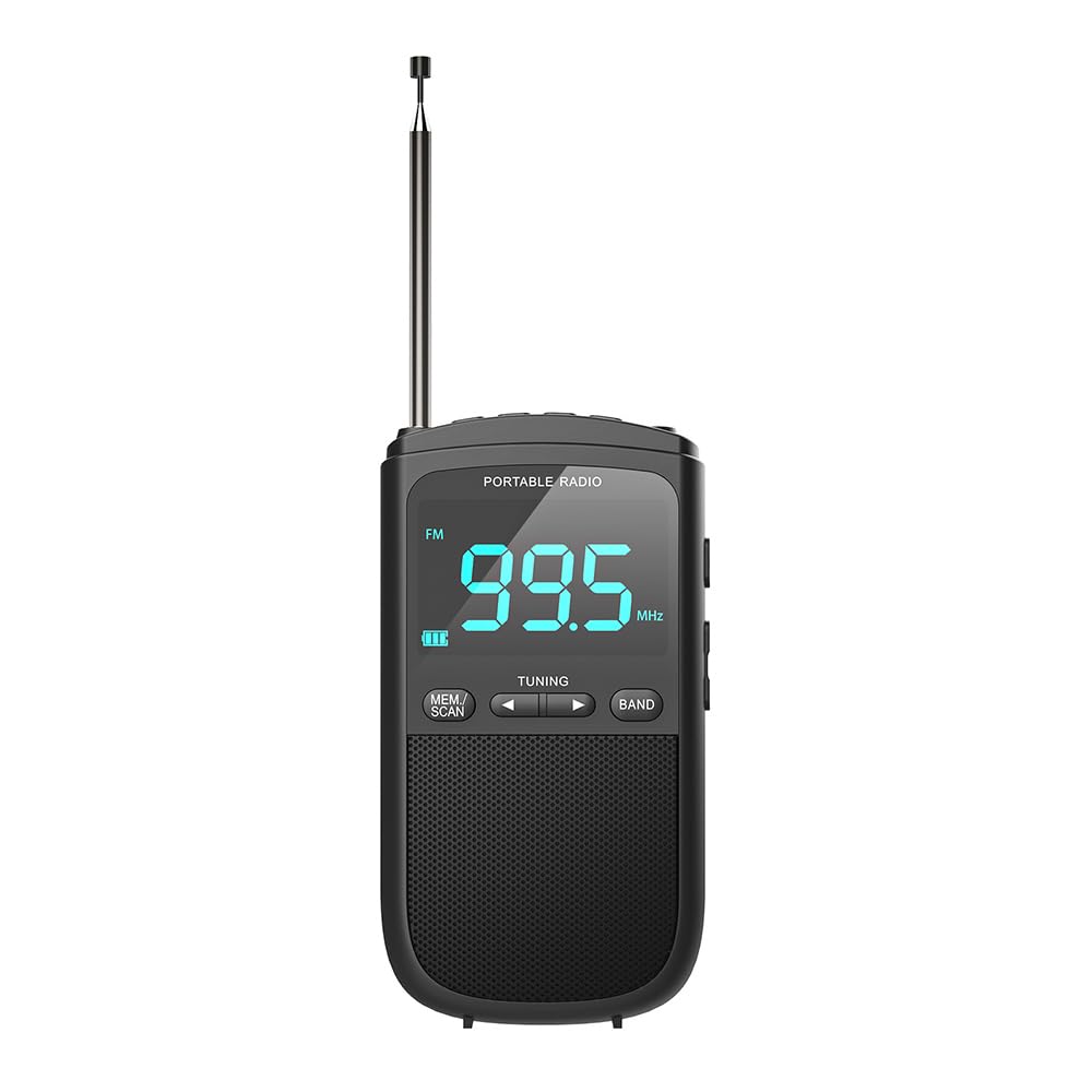 DollaTek Tragbares FM/AM Radio 900mAh wiederaufladbarer Akku, digitales Taschenradio mit LCD-Display, Kopfhörer zum Joggen, Spazierengehen, Radfahren von DollaTek