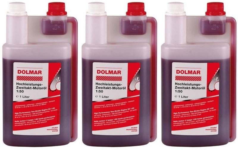 3 X Dolmar 980008112 2-Takt-Motoröl 1:50 1 Liter Dosierflasche von Dolmar