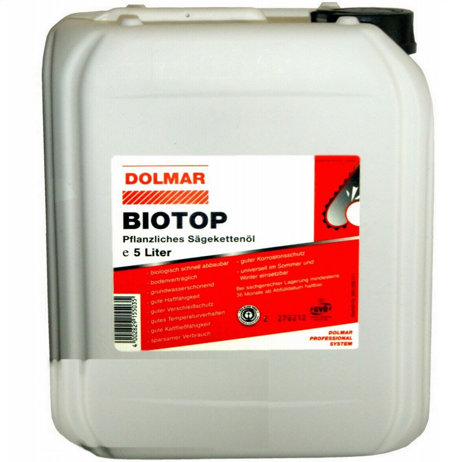 5 Liter Dolmar/Makita BIOTOP Sägekettenöl Kettensägenöl Kettenöl von Dolmar