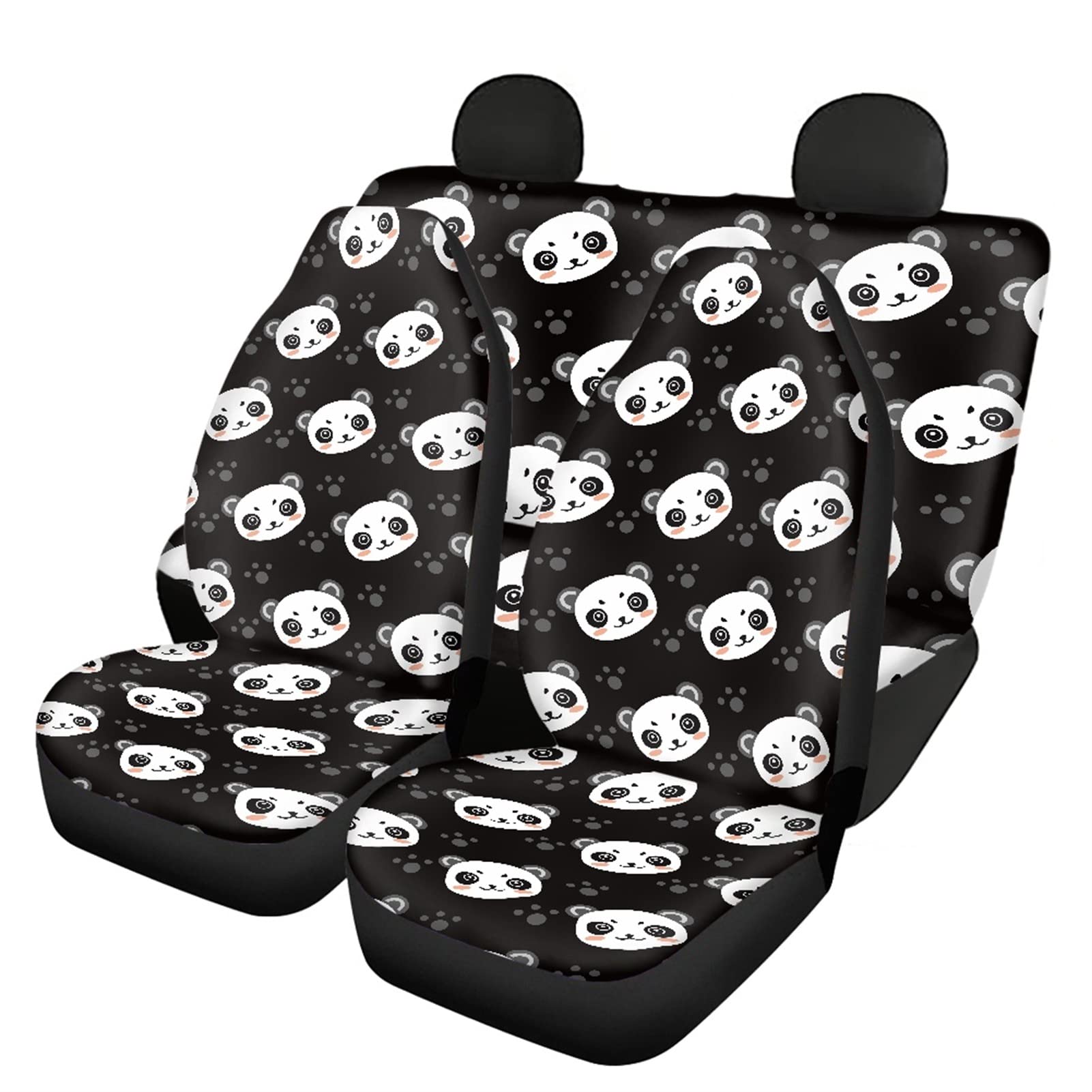 Dolyues Autositzbezüge mit niedlichem 3D-Cartoon-Tier-Panda-Druck, komplettes Set mit Vorder- und Rücksitz, weicher, elastischer Schutz, Autozubehör von Dolyues