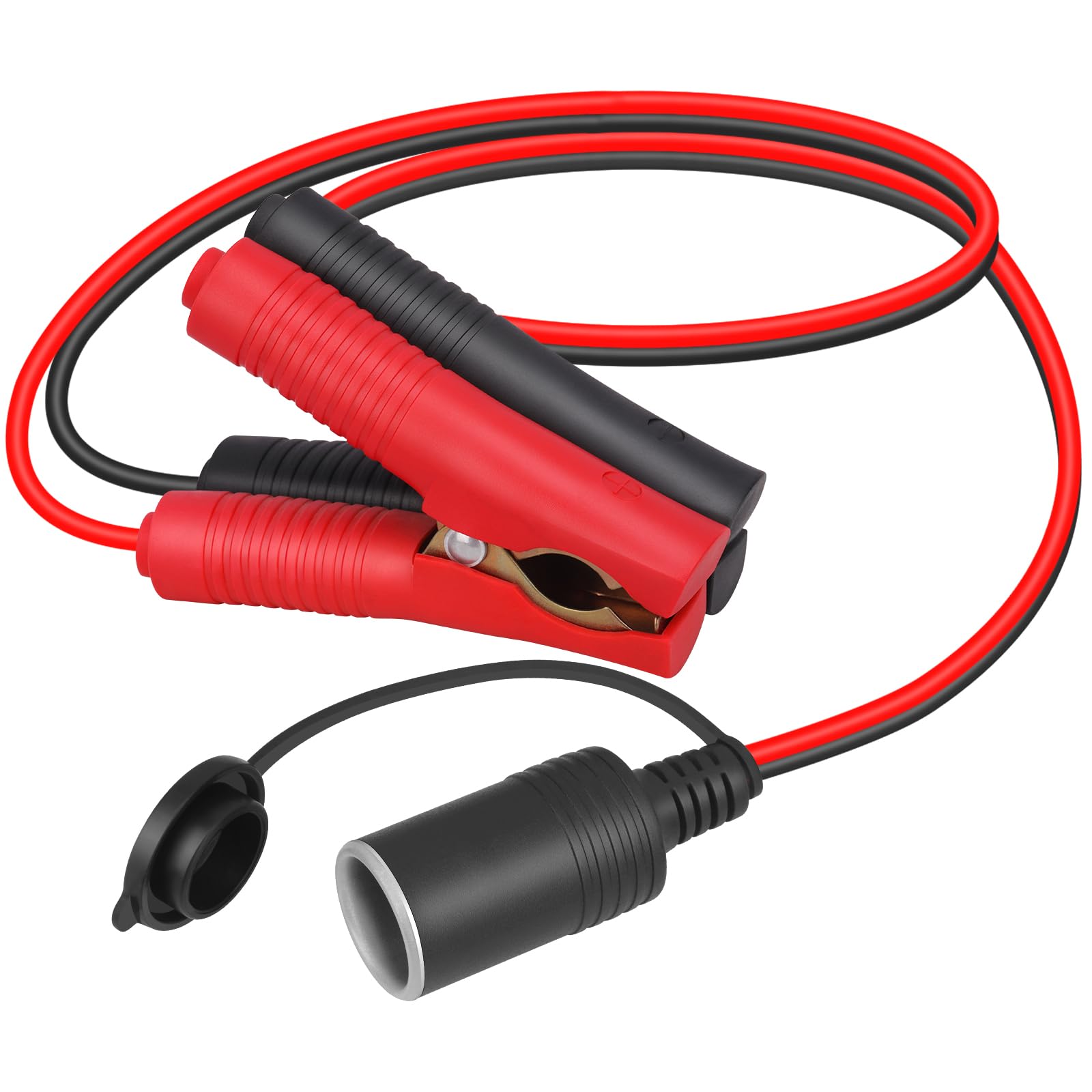 Dongge 12V/24V KFZ Zigarettenanzünder Kabel Steckdose Adapter für Zigarettenanzünder Staubdicht Wasserdicht Auto Batterieklemme Alligator Clip Steckdose Adapter 50cm 14AWG Kabel 20A von Dongge