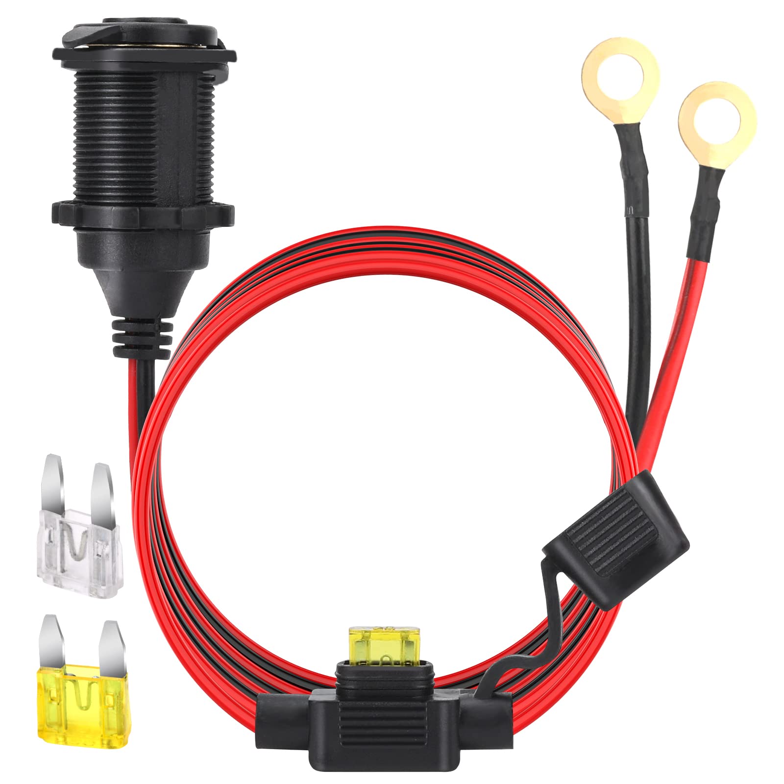 Dongge 1.2m Auto Zigarettenanzünder Steckdose Wasserdicht Marine Grade Auto Zigarettenanzünder 2,5mm² Kabel 20A 25A dapter für 12V/24V DC Auto Boot Motorrad von Dongge