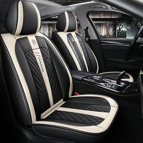 Donliga Autositzbezüge Für Mercedes Benz GL GlE GLA GLC GLK 5-Sitzer-Autositzbezug vorne und hinten, wasserdichtes verschleißfestes Autositzkissen, Sitzschutzbezug.Schwarz-beige(A-04) von Donliga