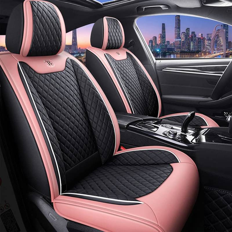 Donliga Autositzbezüge Für Mitsubishi ASX Luxus-Autositzbezug für 5 Sitze. Allwettertauglicher, wasserdichter Sitzbezug. Autositzkissen.Schwarz Rosa(A-08) von Donliga