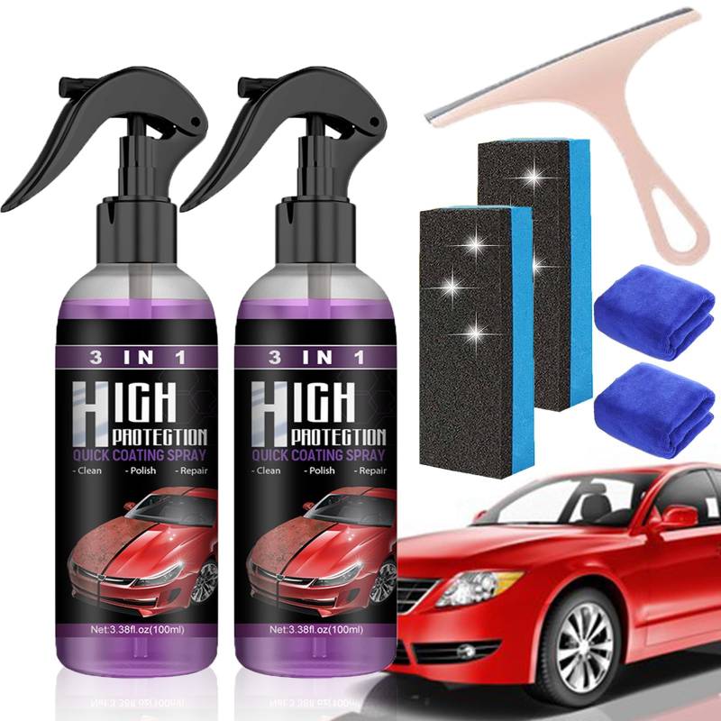 Donubiiu 3 In 1 Neues Verbessertes Schnelles Autobeschichtungsspray, High Protection 3in1 Spray, 3 in 1 High Protection Quick Car Ceramic Coating Spray, Car Scratch Nano Repair Spray (2PCS) von Donubiiu