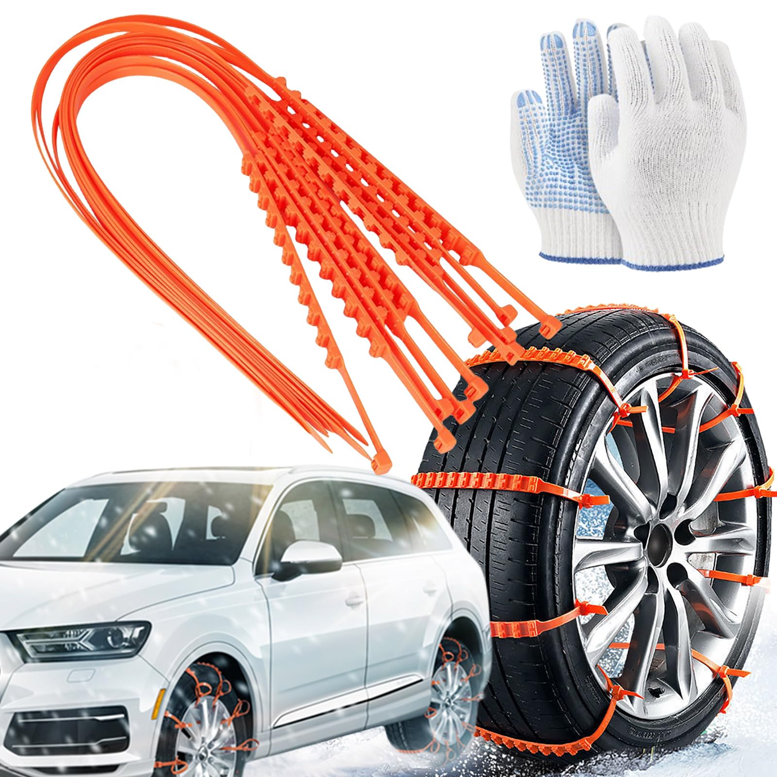 Donubiiu Auto Reifen Schneekette Anti Rutsch, Snow Chains For Cars, Auto Schneeketten, Car Tire Snow Chains Zip Tie, Anti-Skid Snow Tire Chains, Emergency Universal Anti-Skid Tire Chains (20PCS) von Donubiiu