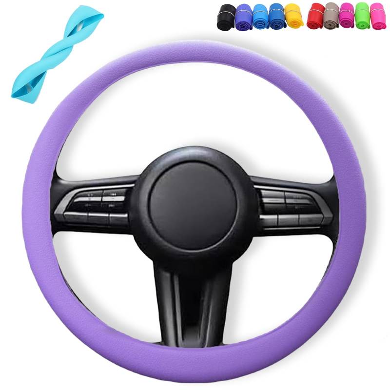 Donubiiu Auto-Silikon-Lenkradabdeckung, Cooler Rutschfester Silikon-Lenkradschutz, rutschfeste Auto-Lenkrad-Schutzhülle für die meisten Autos (Purple) von Donubiiu