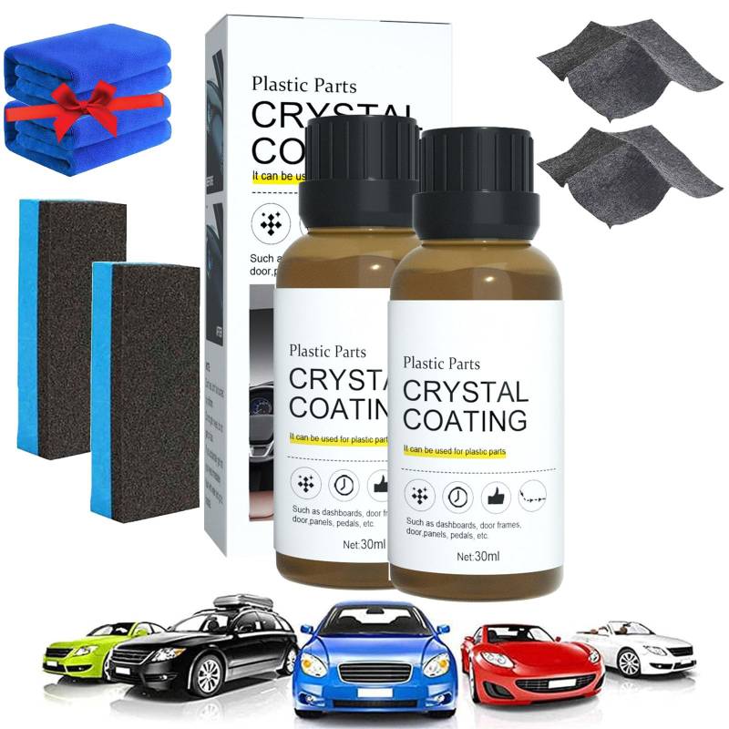 Donubiiu Car Plastic Renovation Coating, Crystal Coating for Car Plastic Parts, Plastic Revitalizing Crystal Coating Agent, Plastic Parts Refresher Agent, Car Interior Refreshing Car Care (2pcs) von Donubiiu