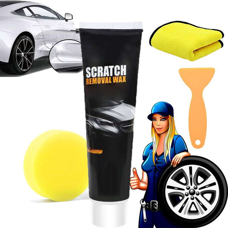 Donubiiu Car Scratch Repair Paste, Body Compound Car Scratch Remover, Professional Car Scratch Repair Agent, Car Scratch Removal Kit, Car Scratch Repair Polishing Wax with Sponge (1SET) von Donubiiu