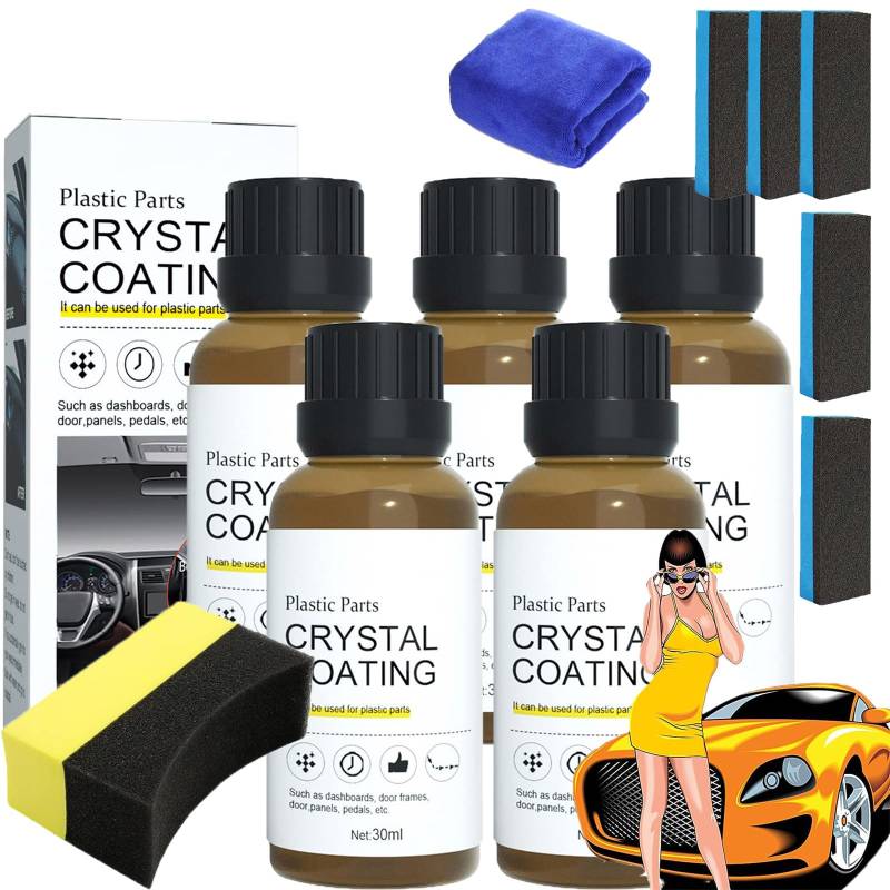 Donubiiu Crystal Coating for Car, Crystal Coating Kunststoff, Kristallbeschichtung Von Kunststoffteilen, Kunststoffteile Mit Kristallbeschichtung, Plastic Parts Crystal Coating (5PCS) von Donubiiu