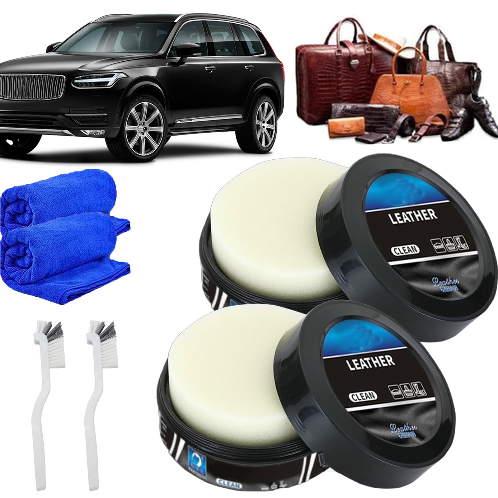 Donubiiu Multipurpose Leader Cleaning and Care Cream & Cleaning Paste for Leather Care,Car Leather Care Cleaning Cream,Leather Repair Kit Car Interior, for Cars, Furniture,Leather Goods (2 pcs) von Donubiiu