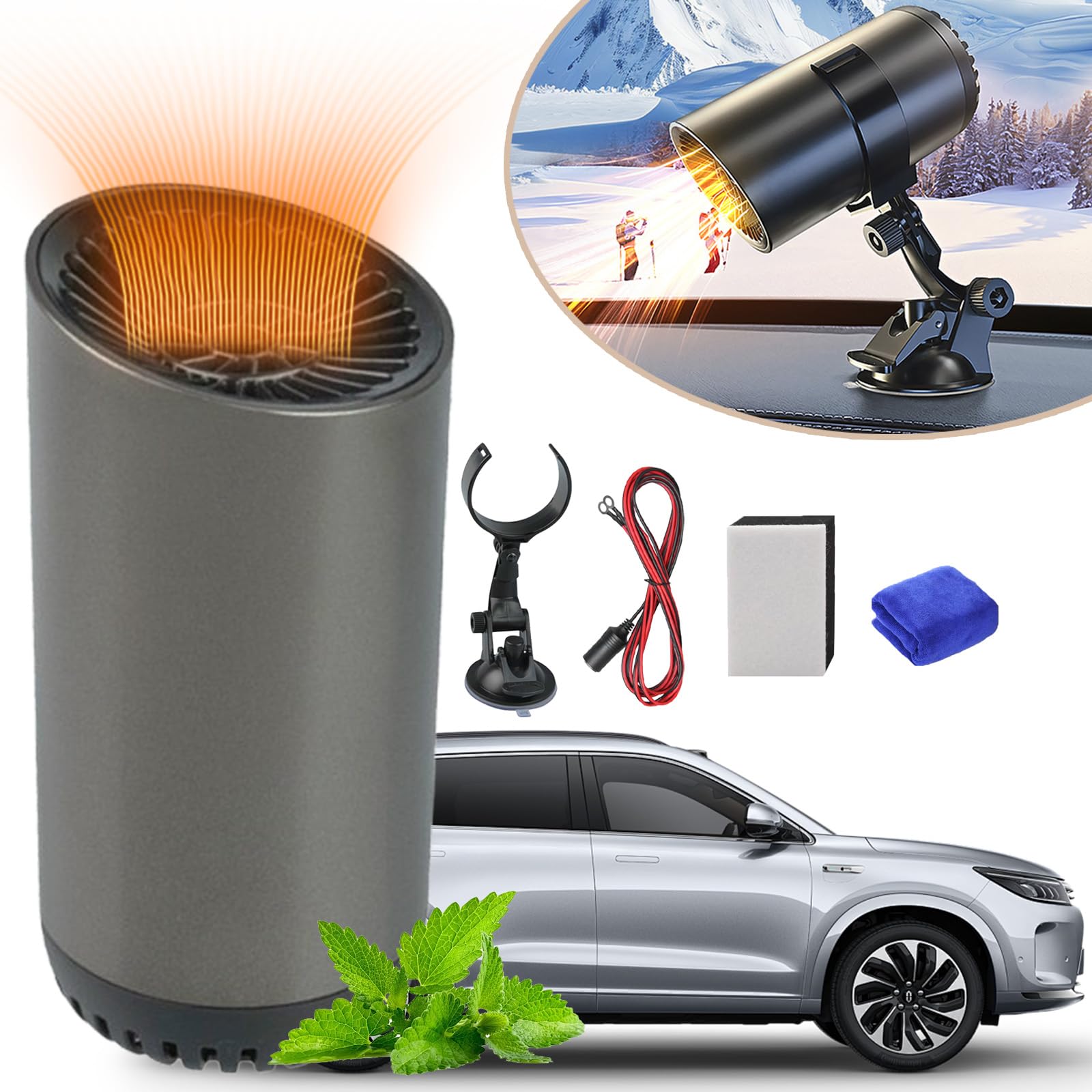 Fast Heating Cup Shape Car Warm Air Blower, Back Kitchen Car Warm Air Blower,12v/150w Back Kitchen Air Blower /Heater Inside Car, Portable 2 In1 Fast Heating Defroster, With Holder (Purification Type) von Donubiiu