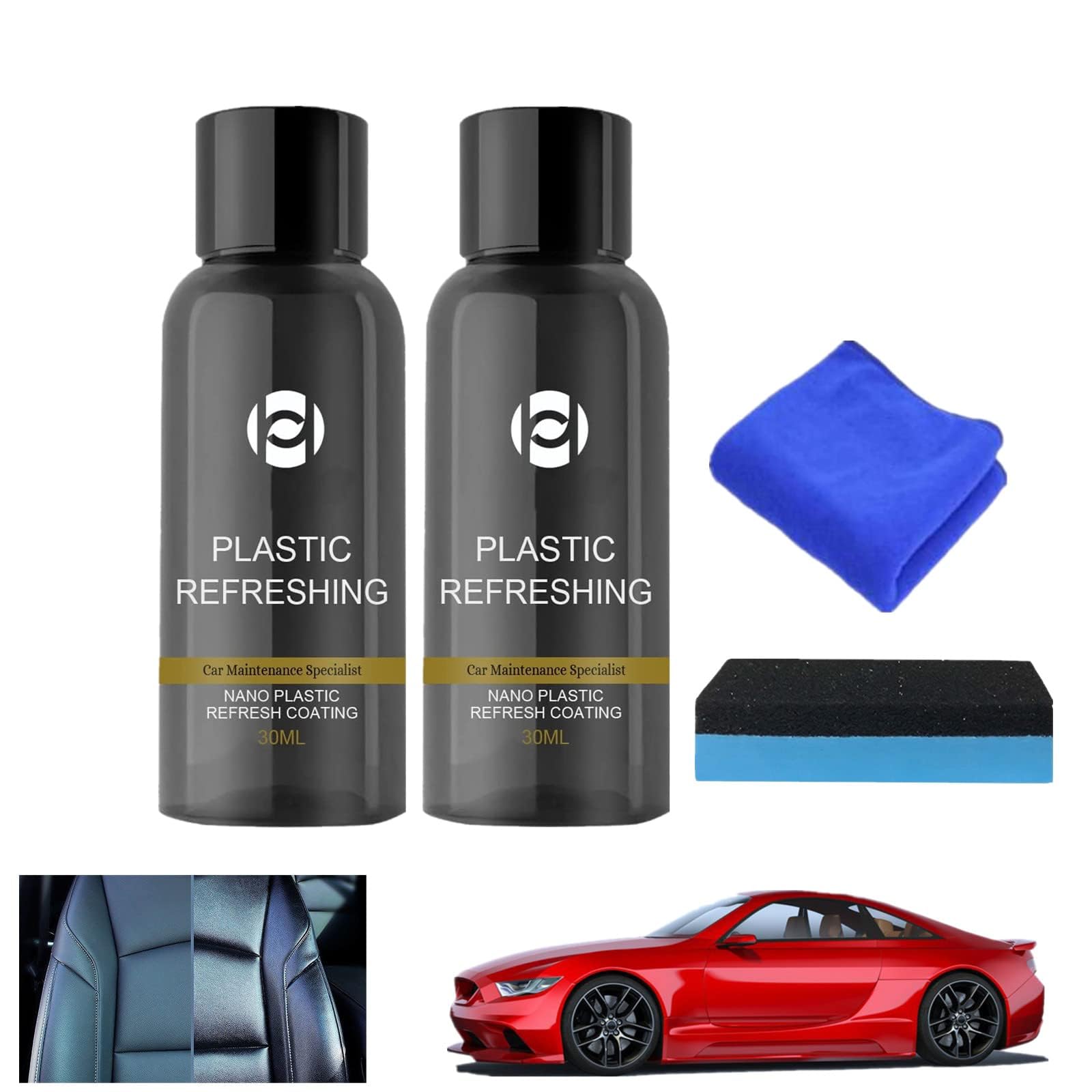 Gluckaro Kunststoff-Sanierungsmittel für Autos,Plastic Coating Gluckaro,Beschichtungsmittel für Automobilkunststoffe,Falkeco Kunststoffsanierung (2Pcs,50ML) von Donubiiu