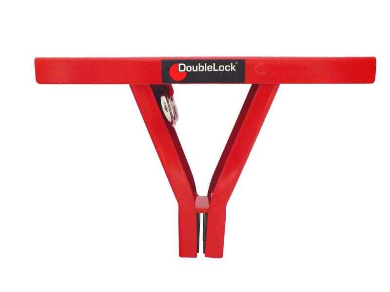 DoubleLock - Zugstangenschloss - Sicherheitsschloss für Transporter - Strapazierbares Schloss für Busse - Innerhalb von fünf Sekunden verriegelt - Rot - Auffällige Sicherheit durch sichtbare Farbe von DoubleLock