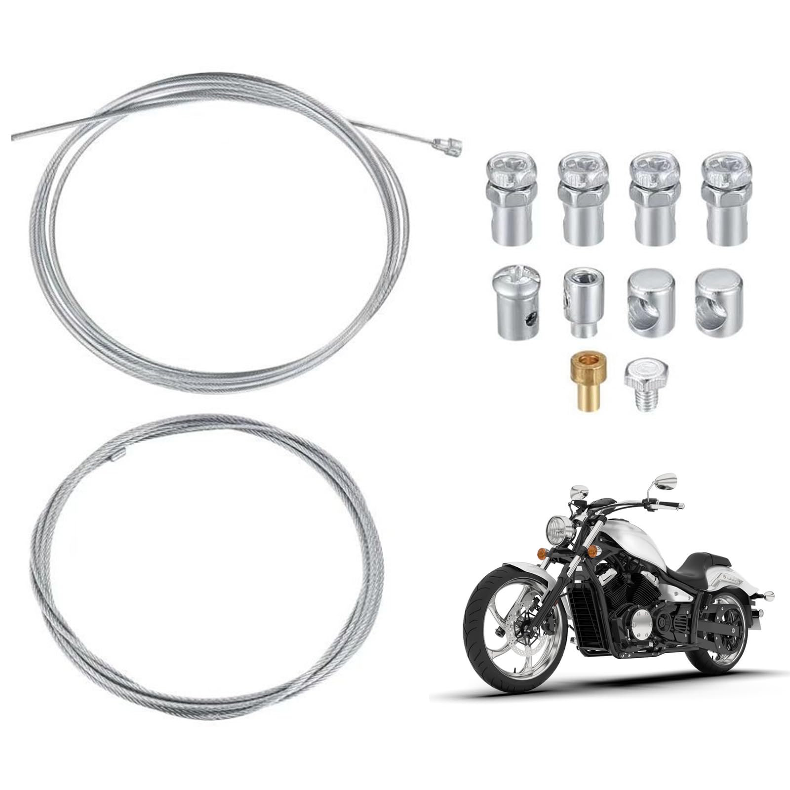 2 Stück 2M Bowdenzug Fahrrad Gaszug Schaltzug Kupplungszug,Universal Motorrad Seilzug mit 9 Nippel,Universal Seilzug Universal Reparaturset für Roller,Motorrad,Fahrrad von Doukesh