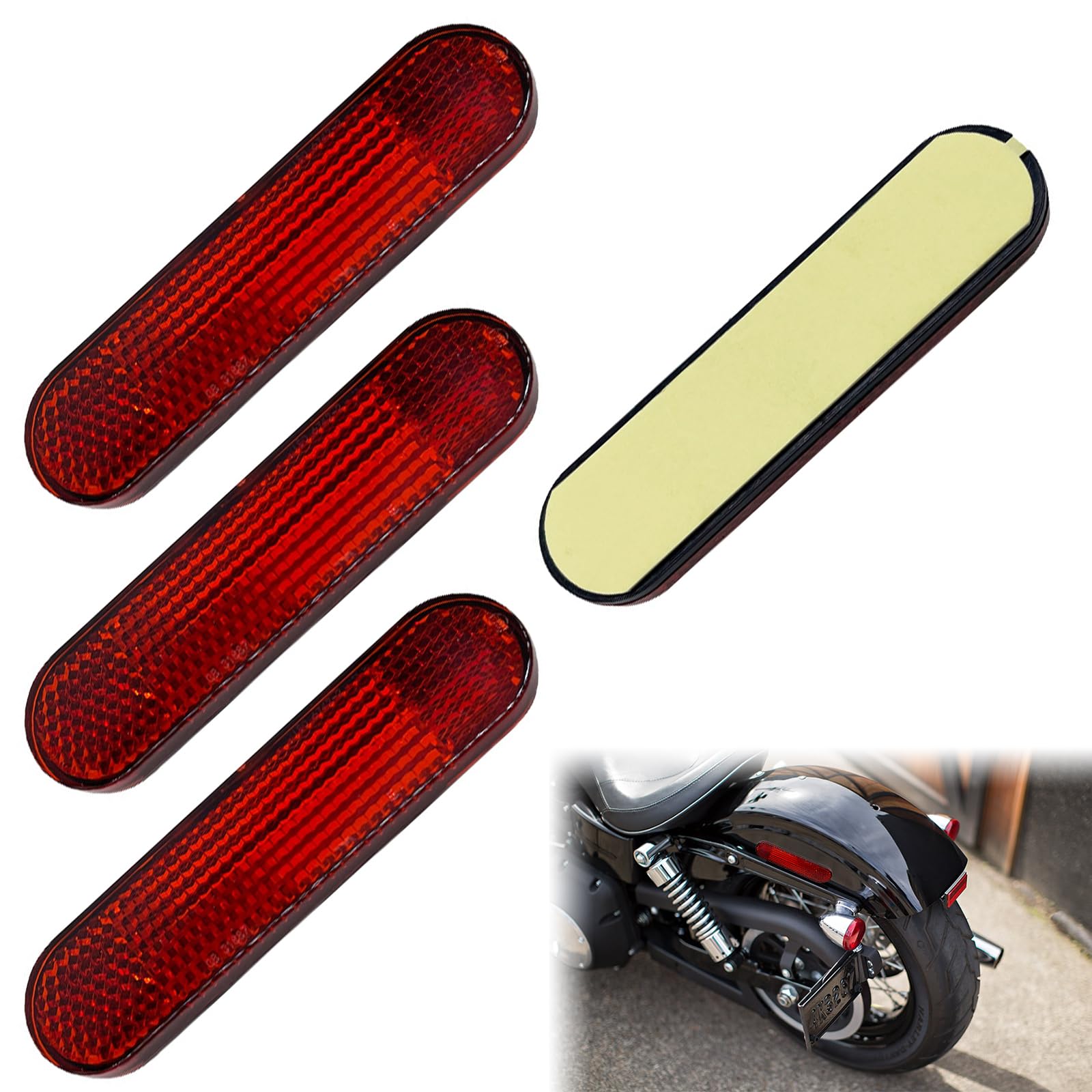 4 PCS Reflektor Roter Hinten,Selbstklebend Rückstrahler,Heckrückstrahler,Reflektor Hinten,Fahrrad-Heckreflektor,Reflektor Kennzeichenhalter,Sicherheit Vorsicht Warnung für Fahrräder/Motorräder,96x24MM von Doukesh