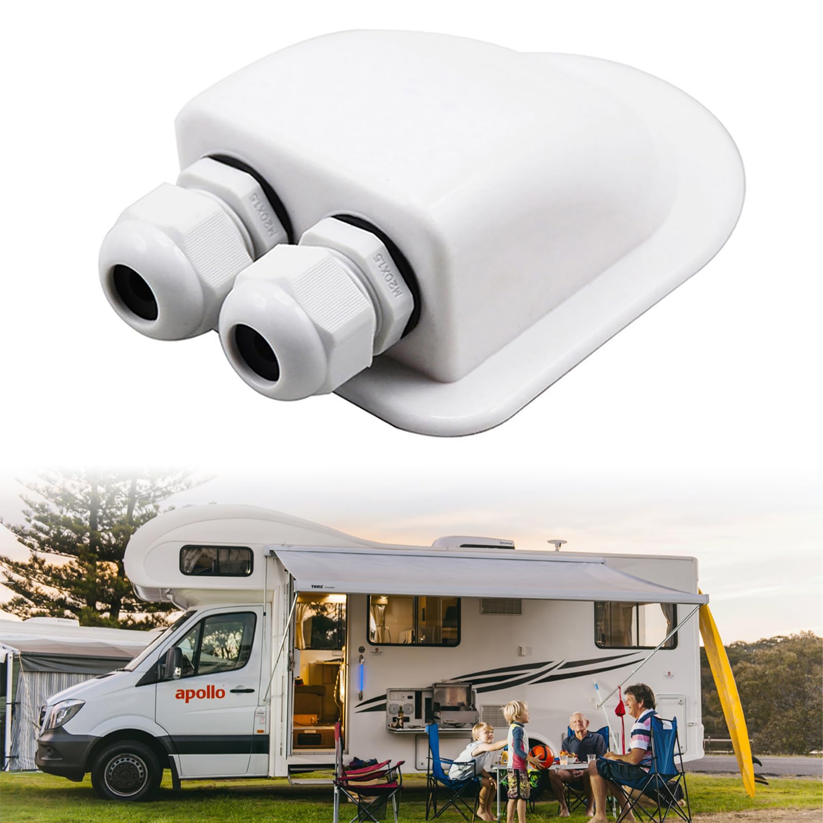 Doukesh Solar Dachdurchführung,Solar Kabeldurchführung,IP68 Wasserdicht,ABS Solar Doppel-Kabeldurchführung für Kabelaußendurchmesser 5-12MM für Wohnmobil Caravan Boot von Doukesh