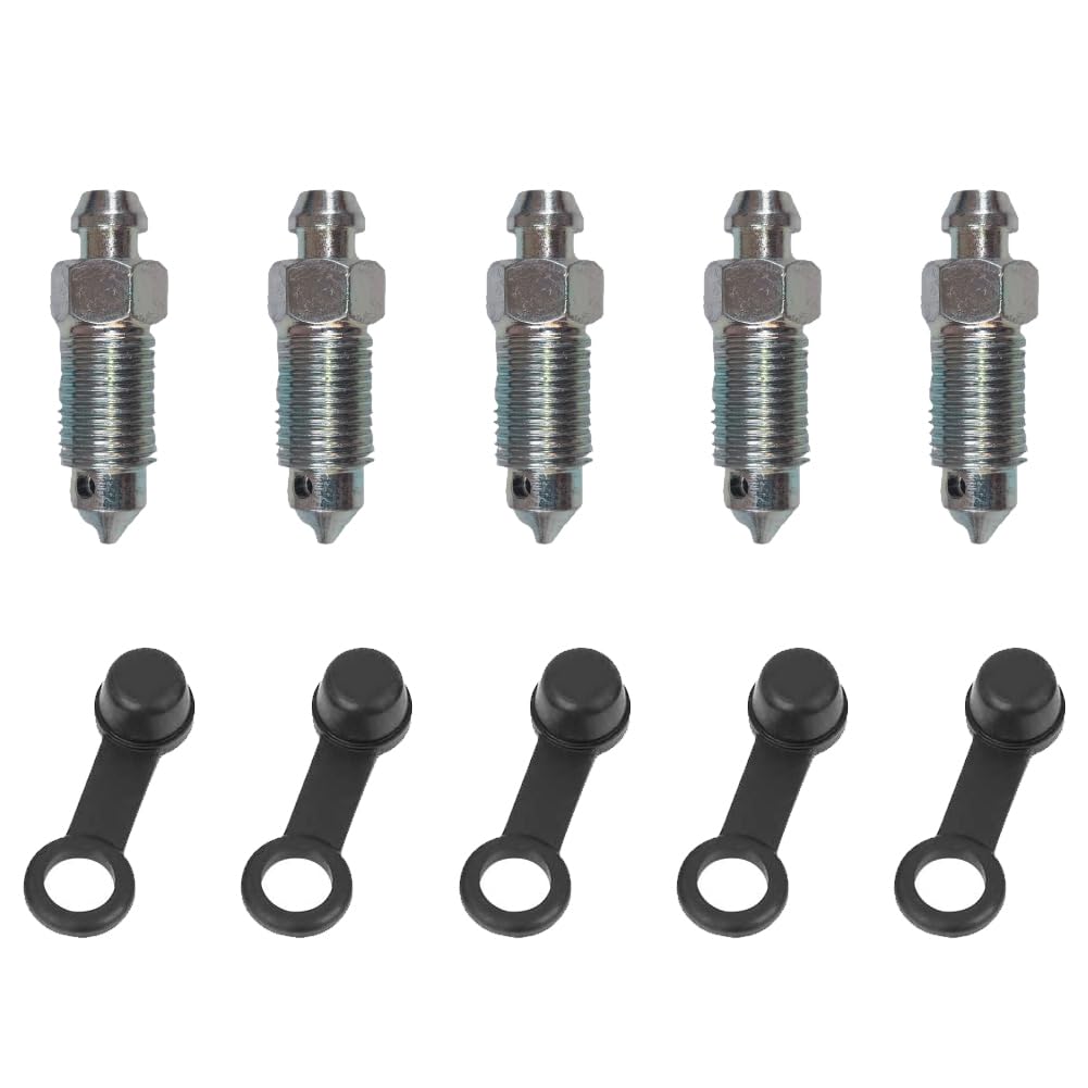 Hohlschraube Entlüftungsschraube mit Kappe für Motorrad Schraube für Entlüftungsschraube Hauptbremszylinder Bremssattel M10 x 1 MM 5 Stück von Doukesh