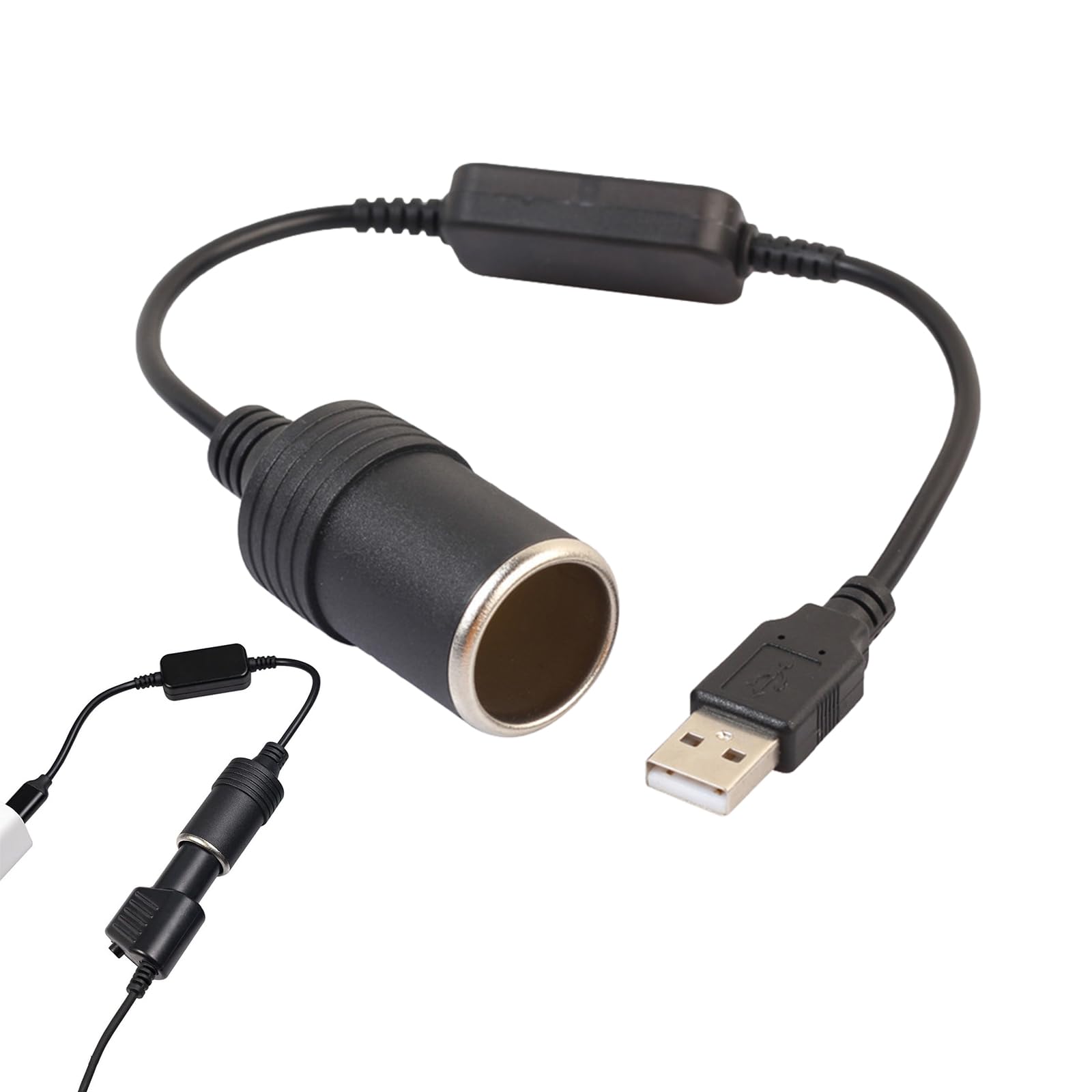 USB Auf Zigarettenanzünder, Auto Zigarettenanzünder Buchse Konverter, 5V USB A Stecker Auf 12V, Zigarettenanzünder Adapter, Zigarettenanzünder Weiblich Konverter, für GPS, Autofahrrecorder, 35CM von Doukesh