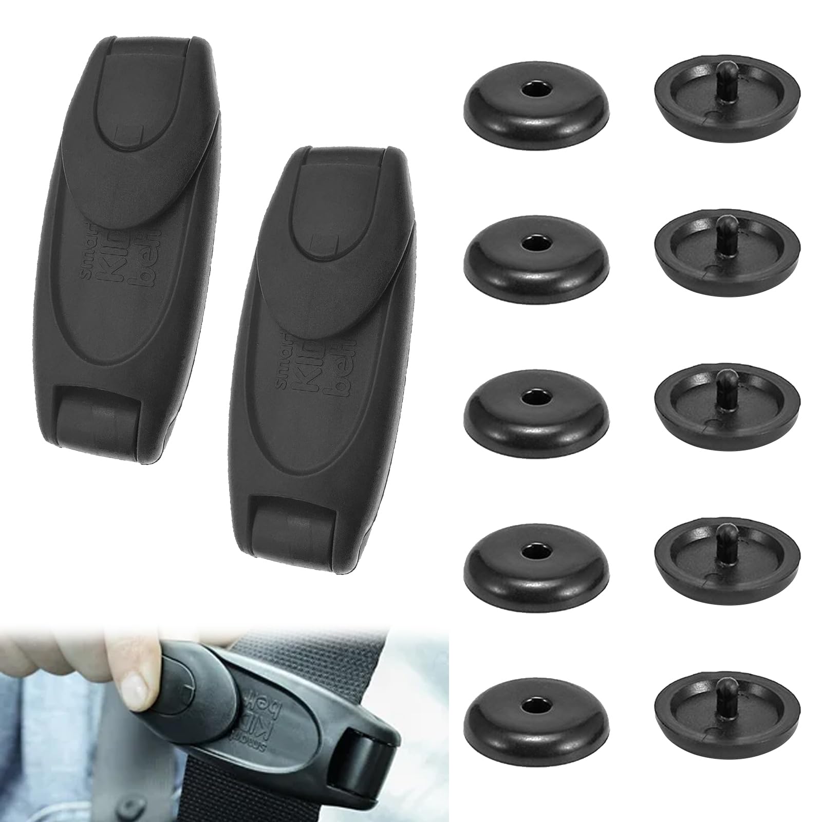 Universal-Sicherheitsgurt-Einsteller,Gurtversteller Seat Belt Clips,Sicherheitsgurt Stopper Knopf,Mehrzweck-Sicherheitsgurt-Clip,Universal Sicherheitsgurt Gurt Knopf,Autositz Gurtversteller,Schwarz von Doukesh