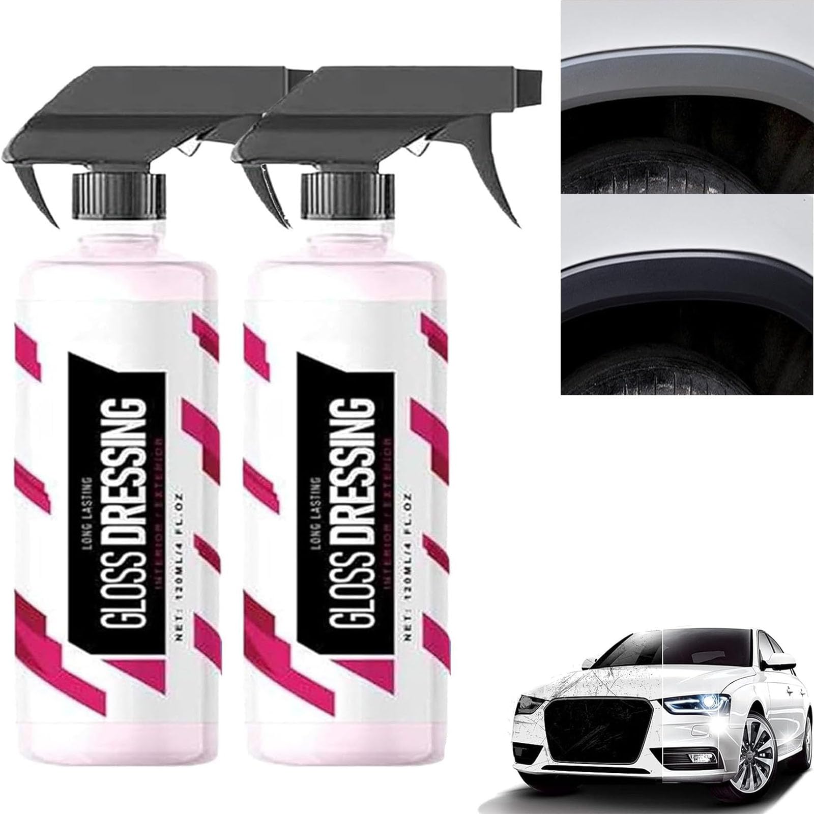 Gloss Dressing - Plastic, Trim & Tire Dressing - Restore Faded Plastics, Plastic Restorer for Cars Ceramic Plastic Coating, Buff for Shine, for All Car (2pcs) von Doxenem