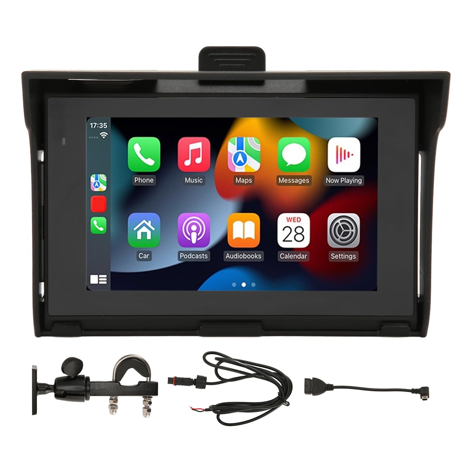 5-Zoll-Motorrad-GPS-Navigationsgerät mit CarPlay, MirrorLink, Android Auto, IP67 Wasserdichter Touchscreen-Autovideoplayer für Motorräder, Dual-Bluetooth-Verbindung von Dpofirs