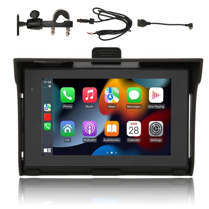 5-Zoll-Motorrad-GPS-Navigationsgerät mit CarPlay, MirrorLink, Android Auto, IP67 Wasserdichter Touchscreen-Autovideoplayer für Motorräder, Dual-Bluetooth-Verbindung, Motorcycle MP5 Player von Dpofirs