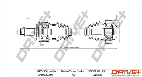 Antriebswelle Hinterachse links Dr!ve+ DP2110.10.0110 von Dr!ve+