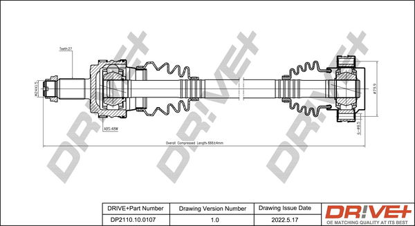 Antriebswelle Hinterachse rechts Dr!ve+ DP2110.10.0107 von Dr!ve+