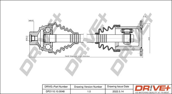 Antriebswelle Vorderachse Dr!ve+ DP2110.10.0048 von Dr!ve+