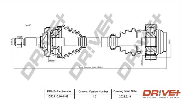 Antriebswelle Vorderachse Dr!ve+ DP2110.10.0409 von Dr!ve+