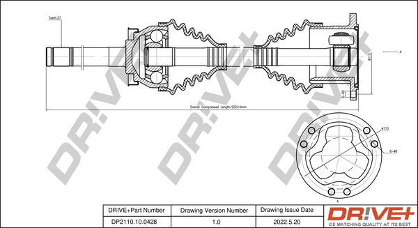 Antriebswelle Vorderachse Dr!ve+ DP2110.10.0428 von Dr!ve+