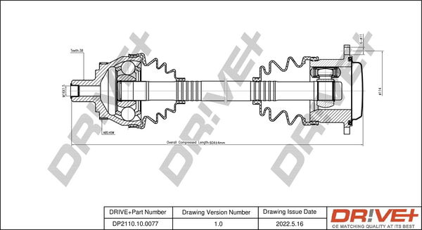 Antriebswelle Vorderachse links Dr!ve+ DP2110.10.0077 von Dr!ve+