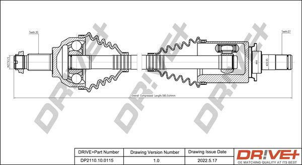 Antriebswelle Vorderachse links Dr!ve+ DP2110.10.0115 von Dr!ve+