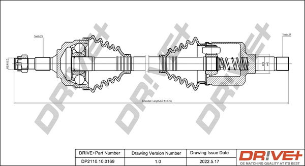 Antriebswelle Vorderachse links Dr!ve+ DP2110.10.0169 von Dr!ve+