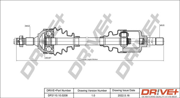 Antriebswelle Vorderachse links Dr!ve+ DP2110.10.0208 von Dr!ve+