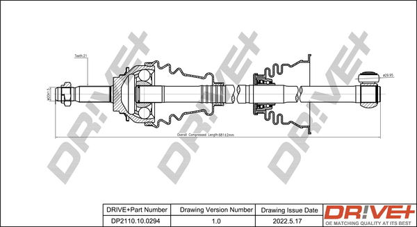 Antriebswelle Vorderachse links Dr!ve+ DP2110.10.0294 von Dr!ve+